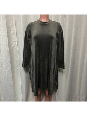 J. Jill Pure Jill Long Sleeve Velour Mini Dress Women's Size XS Petite Gray